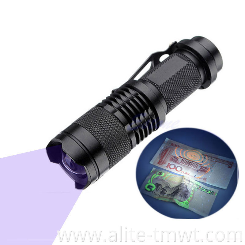 Detecting Fluorescence in Cosmetics 365nm UV Light Ultraviolet Mini LED Flashlight Black light